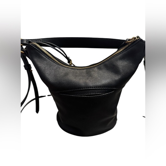 Fossil Talulla Small Hobo Leather Bag Handbag Black Gold Purse Excellent - Picture 8 of 14